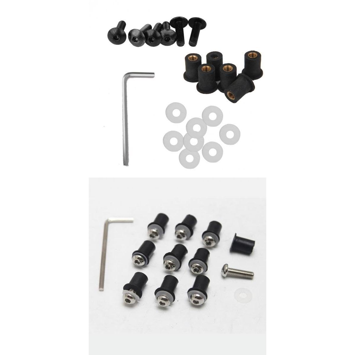4mm + 5mm Fairing Windscreen Screw Bolt Windshield Mounting Nuts Kit Silver-image-14