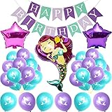  BETOY Sirena Decoración, 24pcs Feliz cumpleaños Fiesta Banner, Sirena Globo de Sirena para Temas del mar Baby Shower Dama Fiesta De Cumpleaños, Boda