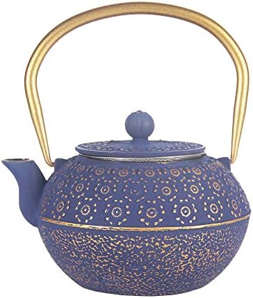 Cast Iron Tea Kettle, Japanese Tetsubin Tea pot Coated with Enameled Interior, Durable Cast Iron Teapot with Stainless Steel Infuser (1000ml/34oz)