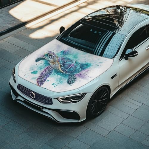 Image of Turtle St. Patrick's Car Hood Cover Stretch Polyester Fabric Cover Car Hood Cover Protector Easy Installation Removable Automotive Accessories St. Patrick's Decoration Gifits