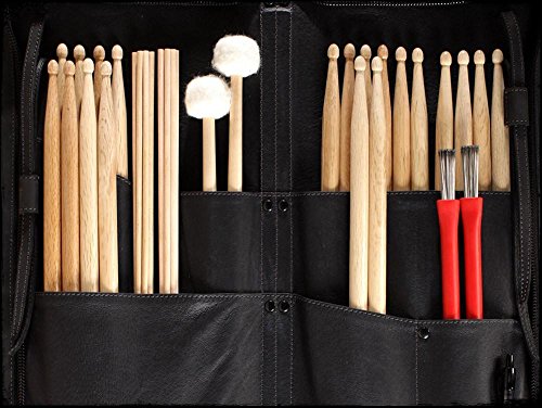 Full Grain Leather Drum Stick Bag - “The Seville” Stickbag By Anthology Gear (Carbon Black) #TOP7