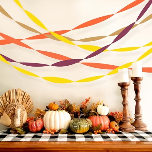 Image of 8 Rolls Fall Crepe Paper Streamers Fall Decorations Party Streamers for Birthday Baby Shower Wedding Party Decorations Thanksgiving Halloween Gender Reveal DIY Crafts
