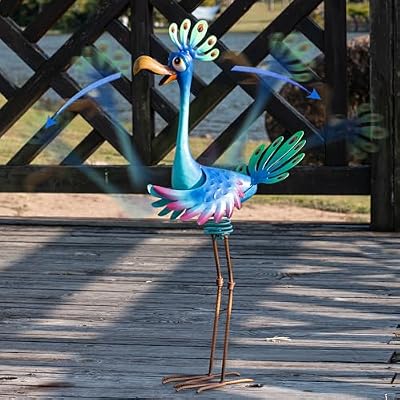 Natelf Large Peacock Statue Outdoor Metal Bird Decor Standing Metal Peacock, Garden Outdoor Sculpture for Yard Patio, Porch, Home for Women, Mom, Grandma