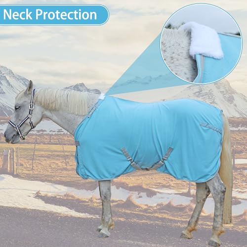 Couverture polaire cheval 2.1m Leberna tapis bleu clair