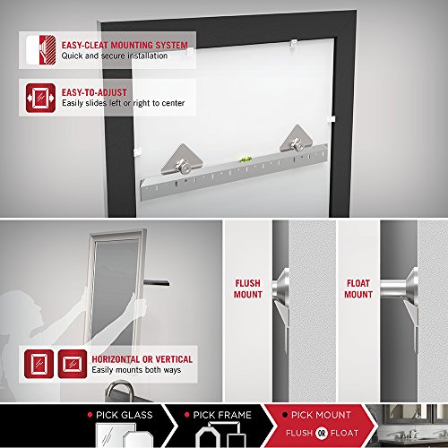 Delta Afmrm1-Bst-R Wall Mount Vanity, Bedroom Or Bathroom Mirror, Hangs Horizontal Or Vertical, 28"X36" Framed Float Mount Rectangular Mirror, Standard Glass, Matte Black Frame #TOP7