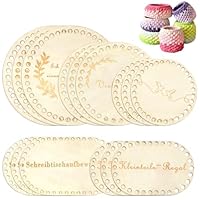 HOWAB Gehäkelter Korbboden zum Häkeln Set: 15 Stück Holzboden für Häkelkorb, Taschenboden zum Häkeln Holz, Korbflechten Häkelzubehör, Häkelboden Oval und Rund für Handarbeit DIY