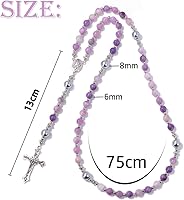 Vista 20 de Tiger Eye Cross Necklace for Men, Obsidian Necklace, Hematite Cross Pendant Lava Rock Rosary Healing Crystal Necklaces