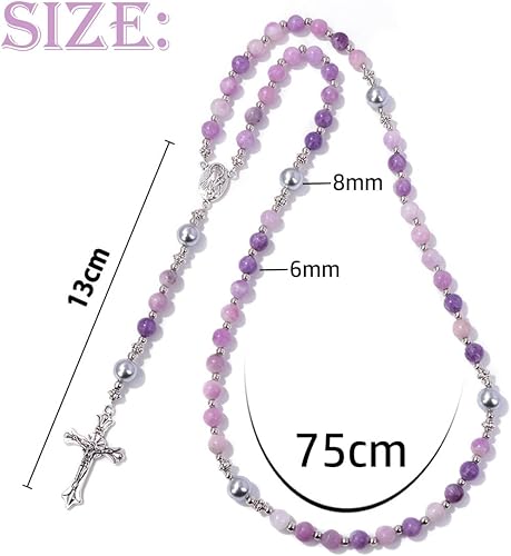 Vista 20 de Tiger Eye Cross Necklace for Men, Obsidian Necklace, Hematite Cross Pendant Lava Rock Rosary Healing Crystal Necklaces