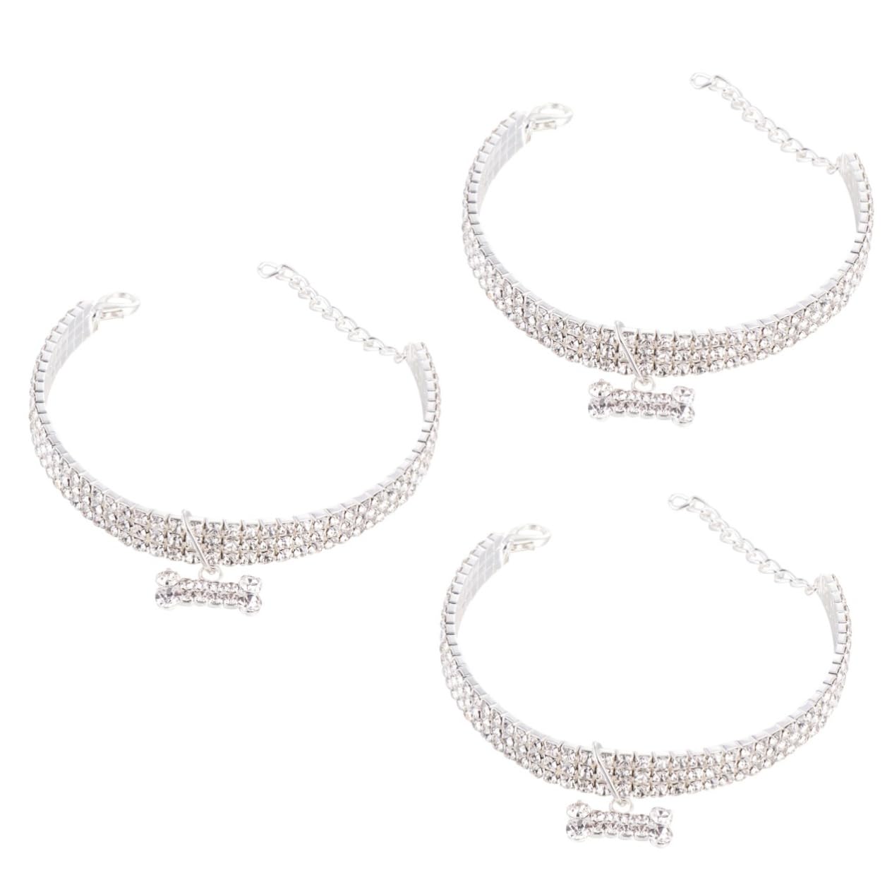 Colliers pour chien en strass Housoutil - Pack de 3 chaînes réglables taille L