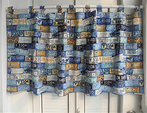 Rideau de cuisine en coton et polyester bleu effet rétro - 3