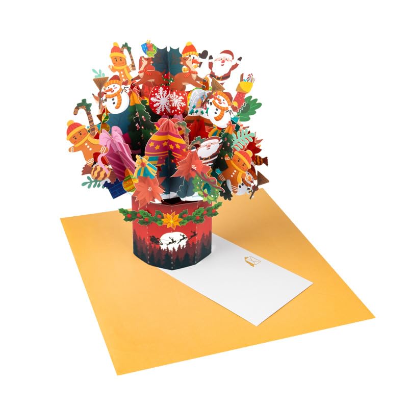 Fassory 3D Pop up Decorative Christmas Card, Handmade Christmas Elements Bouquet Pop up Card (Wonderful Christmas) - Image 2