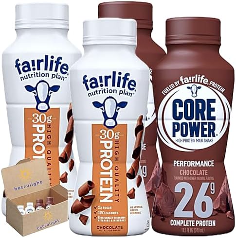 Ready to Drink Fairlife Protein Shakes | Nutrition Plan Protein Shake | Chocolate| Core Power Elite | Fair life Protein Shakes Variety Pack | 11.5 Fl Oz Pack of 4 | Every Order is Elegantly Packaged in a Signature BETRULIGHT Branded Box!