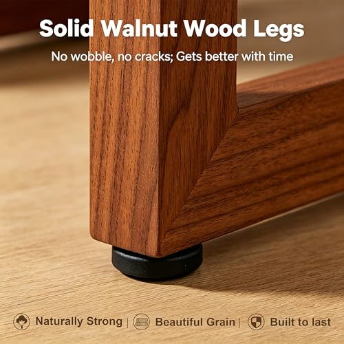 Image of Bar Stools Set of 2, Backless Counter Height Bar Stools, 24 Inch Modern Saddle Bar Stools with Walnut Legs & Upholstered Fabric Seat, Wooden Counter Stools for Kitchen Island, Home Bar, Brown