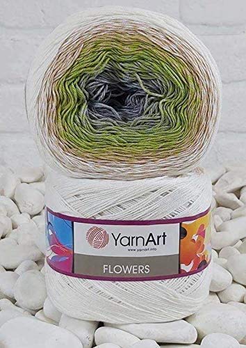 Image of Yarn Art Flowers 55% Cotton 45% Acrylic 250gr 1094yds Multicolor Rainbow Crochet Spring Summer 2 Sport Yarn (274)