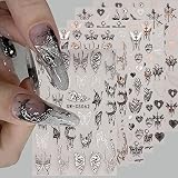 6 Sheets Butterfly Nail Stickers for Nail Art,3D Self-Adhesive Butterfly Nail Decals, Vintage Butter