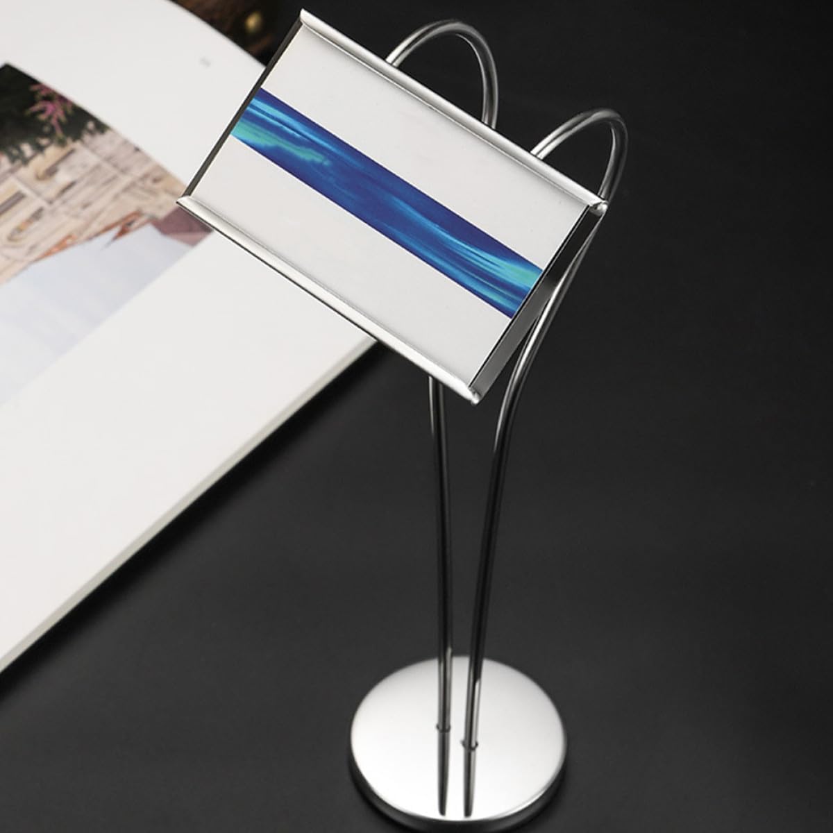 Stainless Steel Menu Cards Holder and Table Card Display Rack for Restaurant and Hotel Use Table Number Stand Sturdy Metal Construction Suitable for Buffet