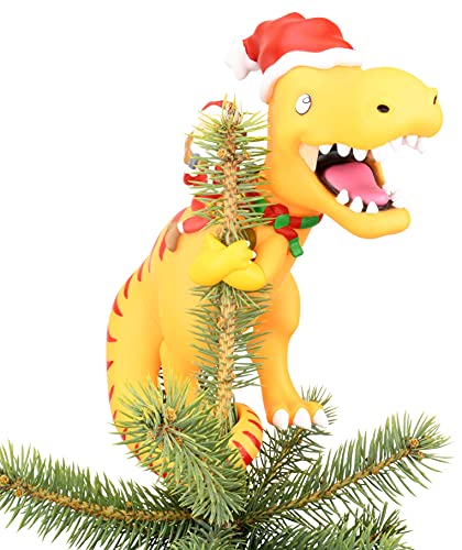 Tree Buddees Santa Riding A T-Rex Funny Christmas Tree Topper - Large 10" #TOP2