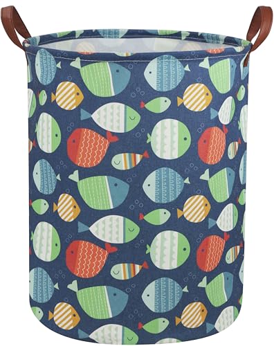 Image of Sanjiaofen Fish Laundry Hamper,Kids Laundry Basket Collapsible Boys and Girls Storage Baskets for Home Decor,Office,Toy Organizer,(Fish)