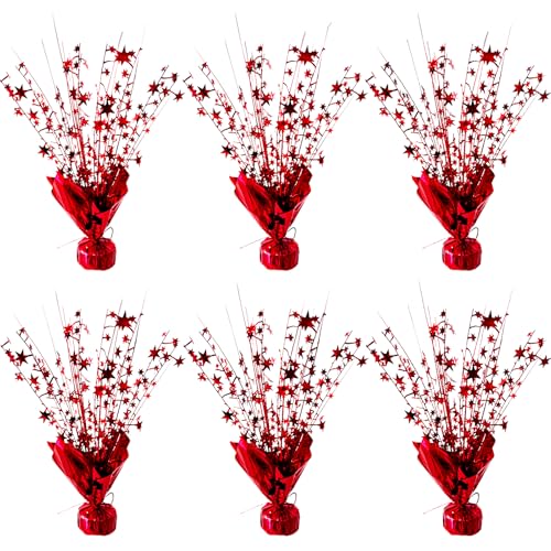 FUBININA 6 Pack Valentine's Day Table Centerpieces Metallic Red Foil