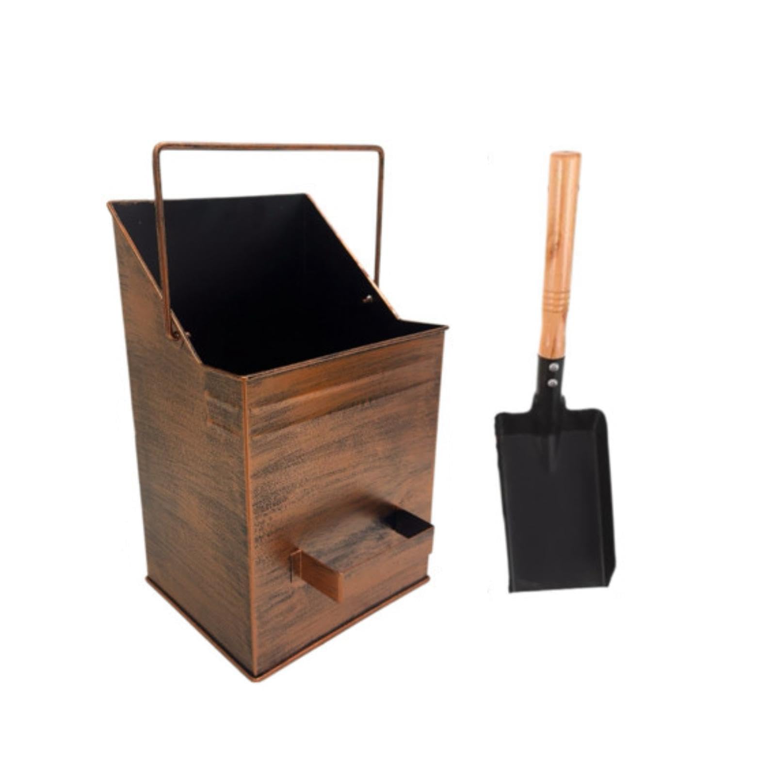 Secchio per Cenere con Manico, Accessorio in Metallo per, Ideale per Barbecue, Griglie, Stufe E Altri Usi in Giardino, Pala di Rame