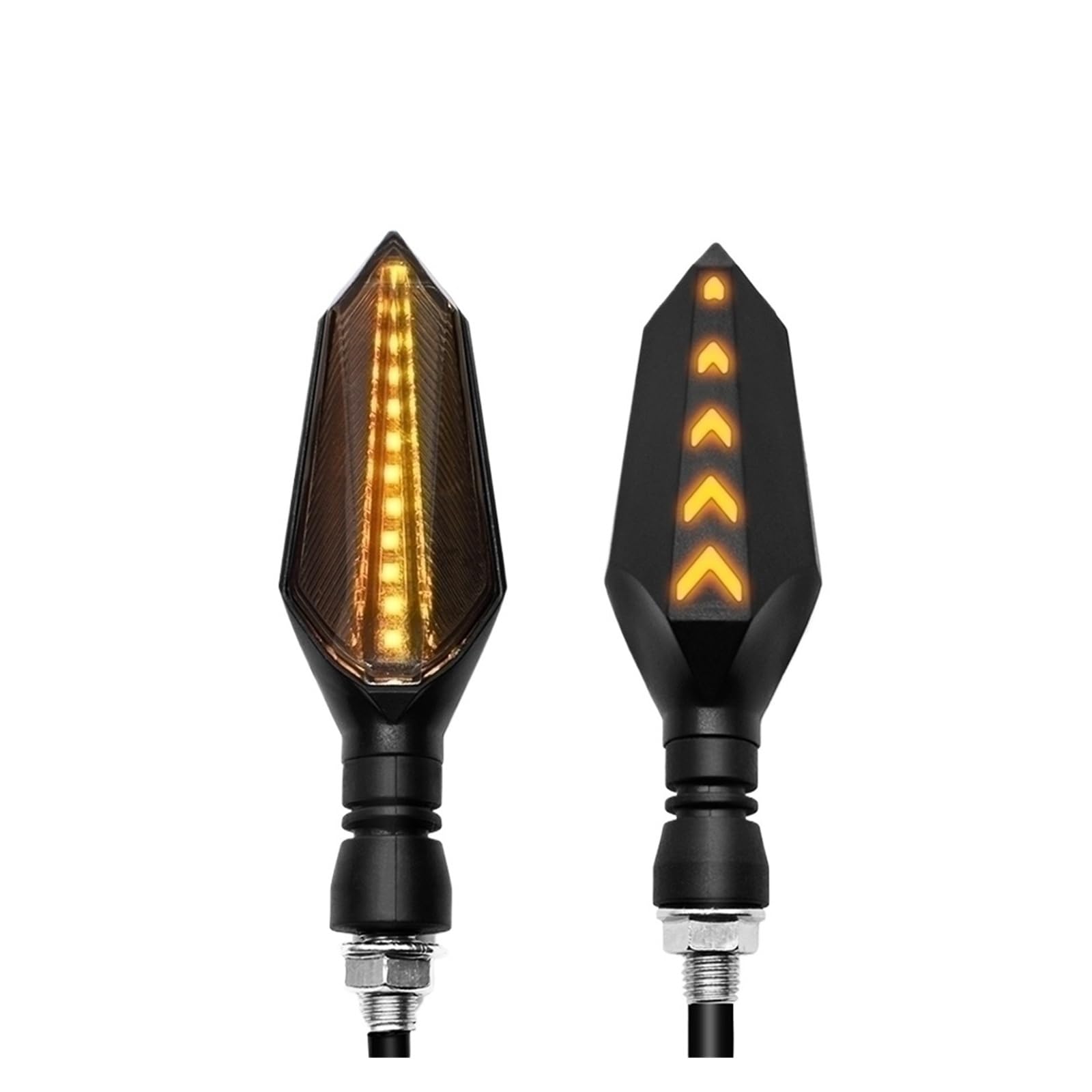 Universal Motorcycle LED Turn Signal Lamp Sequential Flowing Flash Indicator Lights Amber Running Light 12V(1 Pair Yellow-Yellow)