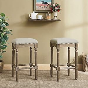 Ball & Cast Counter Height Barstool Upholstered Counter Stool Weathered Oak Finish 2-Pack 26" H Ball Cast Counter Height Barstool Upholstered Counter Stool Weathered Oak Finish 2 Pack 26 H