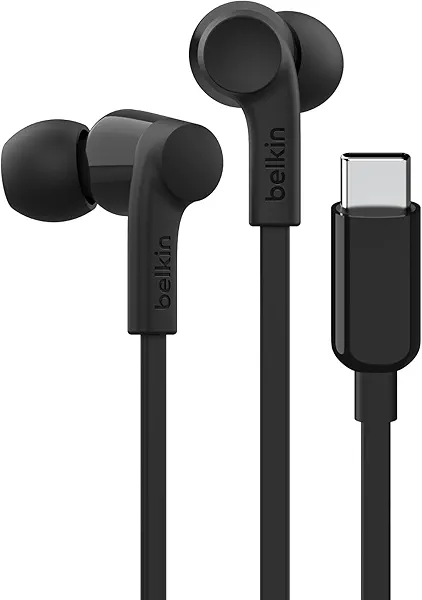 Belkin SoundForm Wired Earbuds with USB-C Connector, in-Ear Earphones w/Microphone - USB-C Headphones for iPhone 17, iPhone 16, iPad mini, Galaxy S25, Google Pixel 9, Android, and More - Black