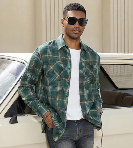 Image of Alex Vando Mens Button Down Regular Fit Long Sleeve Casual Flannel Shirts