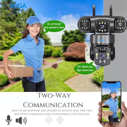 Image of XUGA - Cybernautt X10AB-K 12MP 3 Lens PTZ 4G Sim Wireless Outdoor CCTV Camera with Three Side View | 355 Panoramic View | Night Vision | Motion Detection| Siren Alarm| Use Air-tel 4G Sim