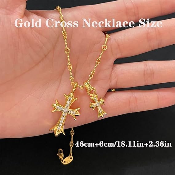 Cross Necklace 14k Gold Plated/Sterling Silver Double Cross Pendant CZ,Cubic Zirconia Cross Necklaces for Women Men Jewelry Birthday Gifts2