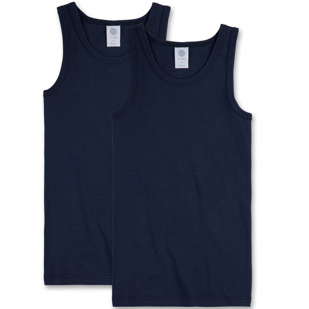 Sanetta Boy's Undershirt in Twin Pack from Bio Cotton - Made in Europe - Neptune (50226), 12-13 Years