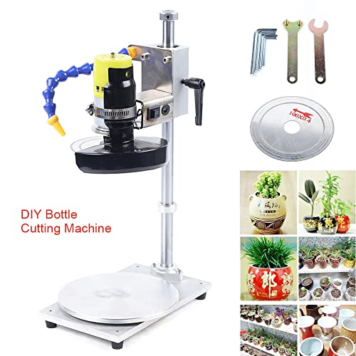 Wine Bottle Cutting Machine Electric Stainless Steel Ceramic Flower Pot Vase Cutter 3000-6000Rpm High-Precision Glass Jar Diy Cutting Tool Kit With Rotatable Chassis 5.9X7.9X13.8In #TOP1