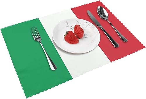 Rectangular Placemats Set of 4, Heat Resistant Italy Flag Printed Kitchen Dining Table Mats