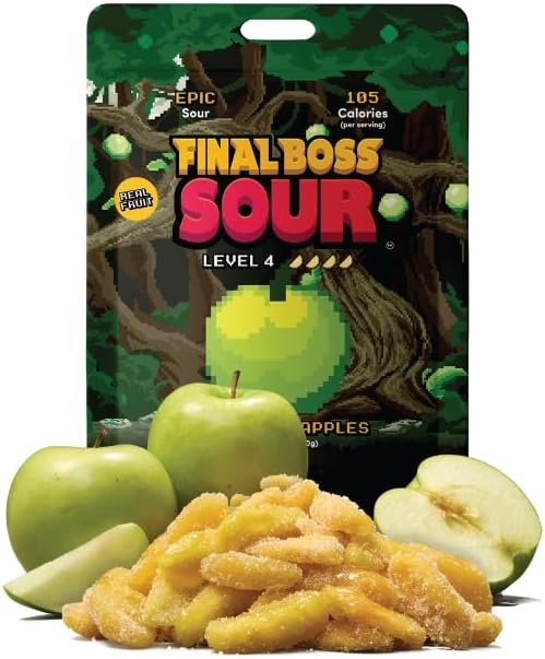 - Sour Candy, Green Apple, 1 Pack, Level 4, Extreme Sour Fruit Chews with Real Dried Fruit, No Artificial Colors, Low Calorie Snack for Kids, Teens, Adults, Lunch Boxes