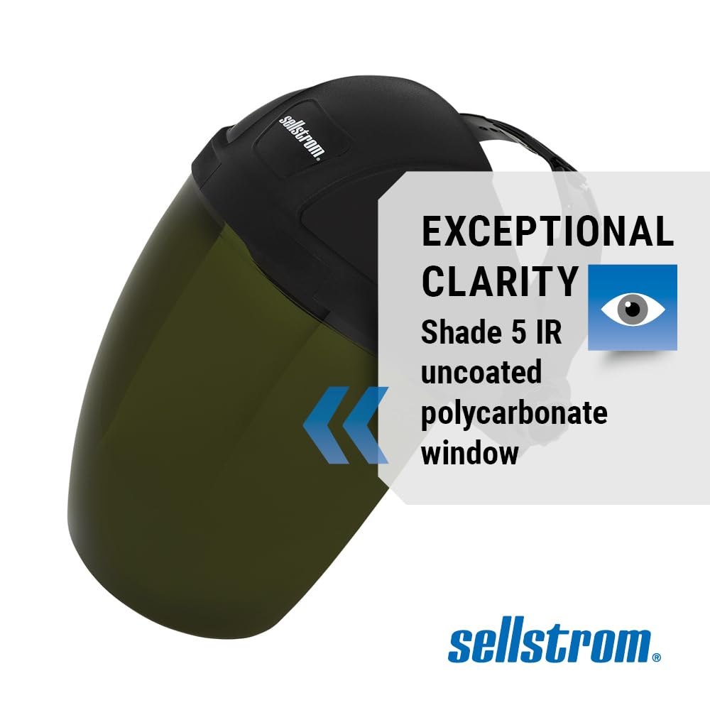 Sellstrom 32050 DP4 Standard Black Crown and Shade 5 IR Window Faceshield with Ratchet Headgear by Sellstrom