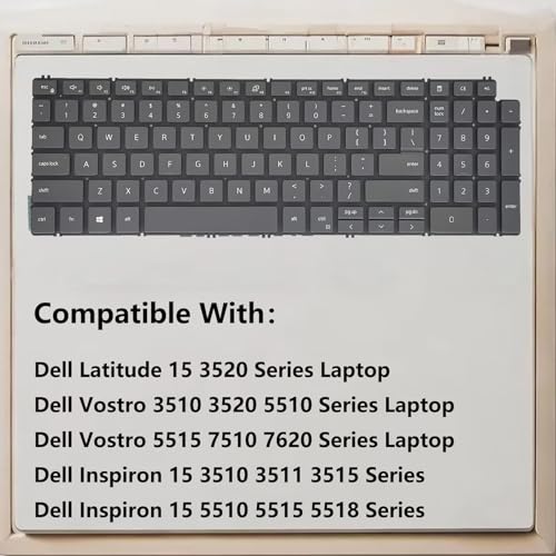 Image of Replacement Keyboard for Dell Latitude 15 3520,Vostro 3510 3520 5510 5515 7510 7620 Series Laptop Non-Backlit US Layout (Non-Backlit)