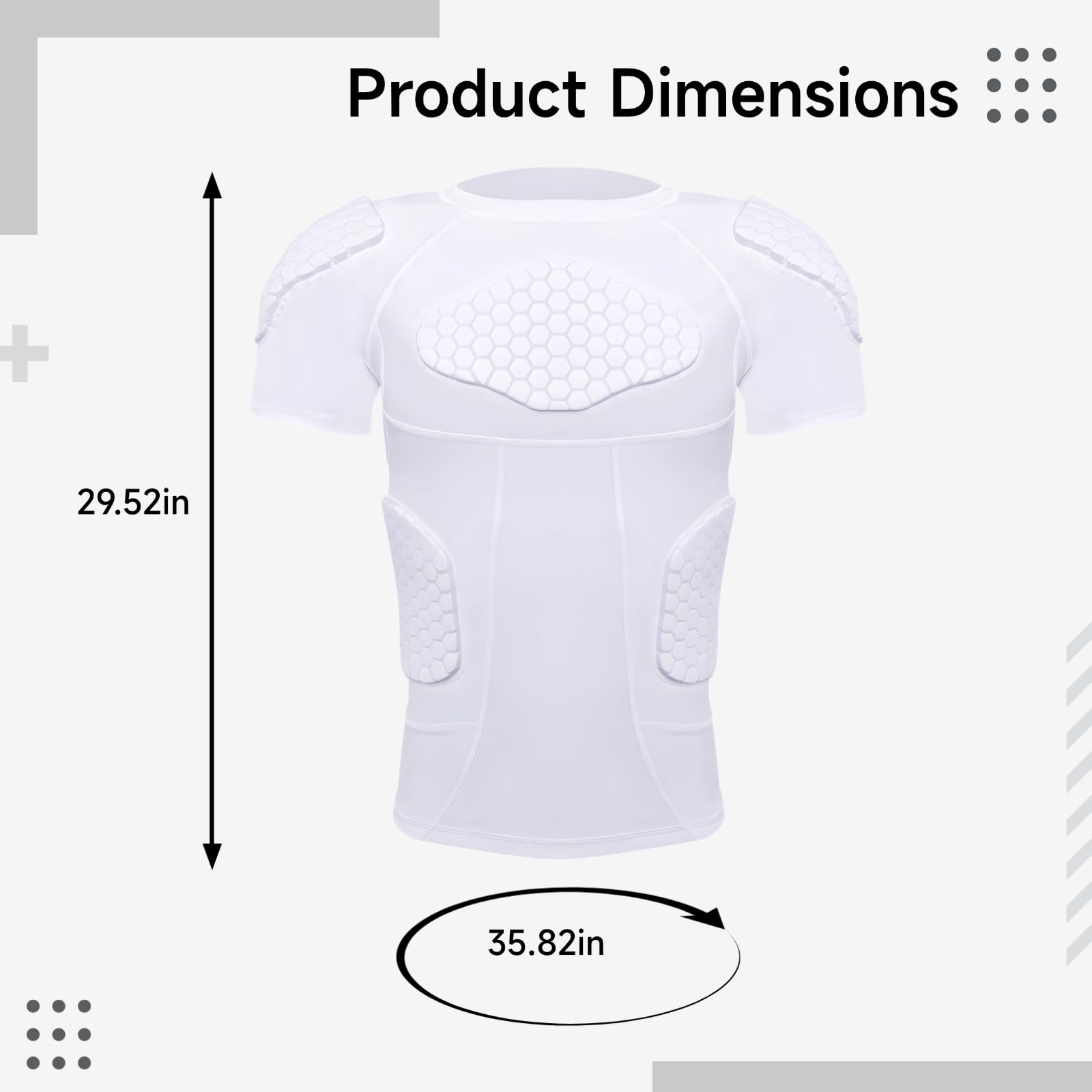 Camisa de compresión XXL blanca, acolchada para equipo de protección de fútbol y baloncesto, protectores de costillas, manga corta anticolisión
