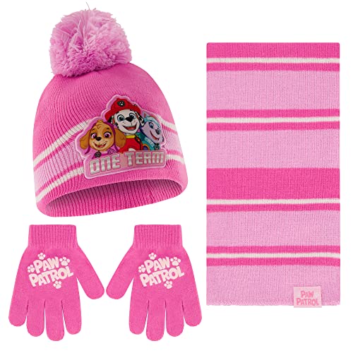 Nickelodeon girls Toddler Winter Hat, Scarf & Mittens Set 2-4 Or Paw Patrol Marshall Hat, Scarves & Kids Gloves Sets 4-7