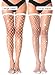 VOAKOW 2 Pairs Women's White Thigh High Fishnet Stockings Rhinestone Stockings Sparkle knee high Fishnets for Women