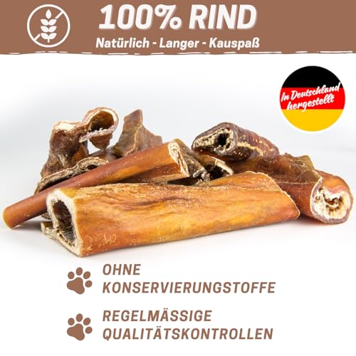 Rinderkopfhaut 30 cm 500g - Premium Kausnack für Hunde von PrideDogs - Zahnpflege - Getreidefrei - 100% Rind Deutscher Herstellung - Natur Leckerli
