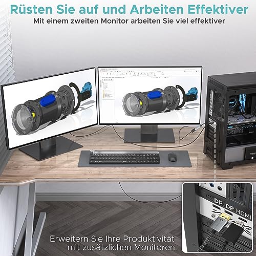 WARRKY 4K DisplayPort auf HDMI Adapter, [Vergoldete, Geflochten, Aluminiumhülse] Unidirektionaler DP auf HDMI Monitor, Kampatibel für Desktop/Laptop/Grafikkarte, Lenovo, HP, Dell, und Mehr