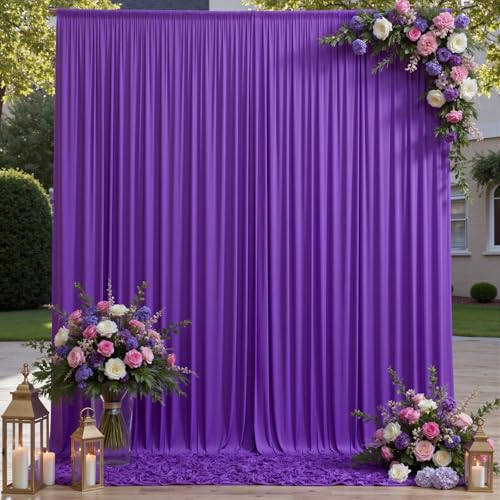 Image of 10ftx15ft Purple Backdrop Curtains for Parties, Wrinkle Free Polyester Purple Photo Backdrop Drapes 2 Panels 15 ft Long Back Drop Cloth for Wedding Birthday Photography Background Party