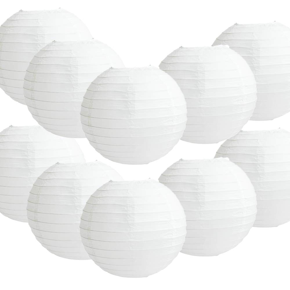 Time to Sparkle 10 Pack Tissue Paper Round Lanterns LampShade Lamp Shade Wedding Birthday Party Decoration | White, 20"(50cm) |