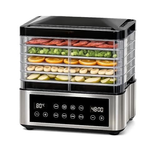 Image of FATHOM Elite Food Dehydrator 350W 5-Tray | 304 Stainless Steel, 35-80C Temperature Range, 48H Digital Timer, Rotating Airflow, Built-in Power Saver 0.3-0.5 Unit /Hr