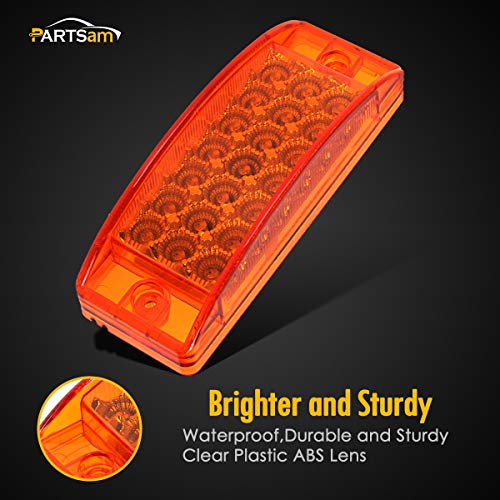 Partsam 2Pcs 6" Rectangle Amber 21Led Marker Light Turn Signal 6X2 Rectangular Clearance Lights For Trailer Truck Rv Camper Motorhome Golf Cart #TOP6