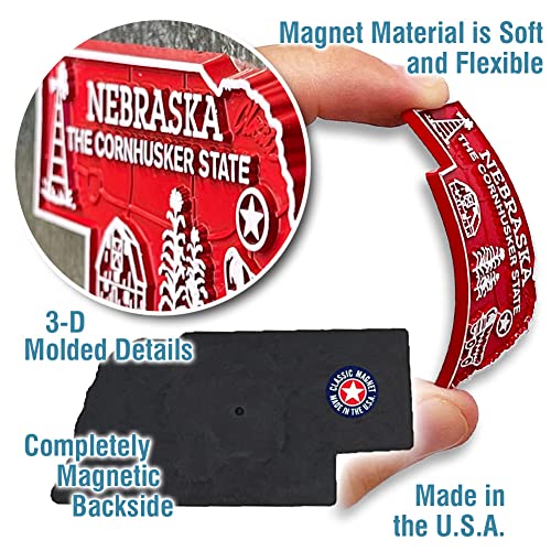 Imán de Estado Nebraska pequeño estilo vintage de goma miniatura 3