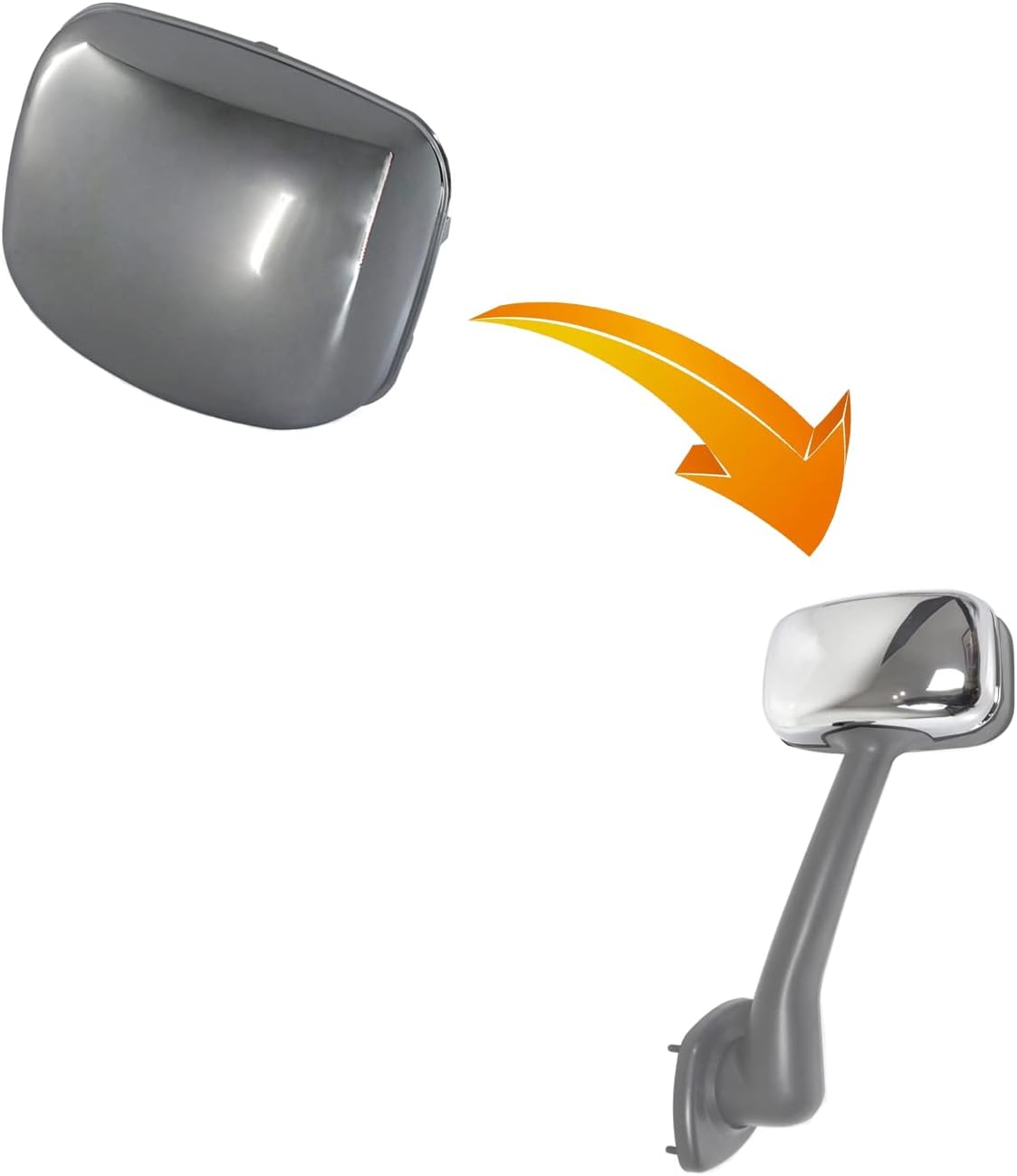 Pair Hood Mirror Covers Kit Driver and Passenger Sides Fit for Freightliner Cascadia (Chrome)