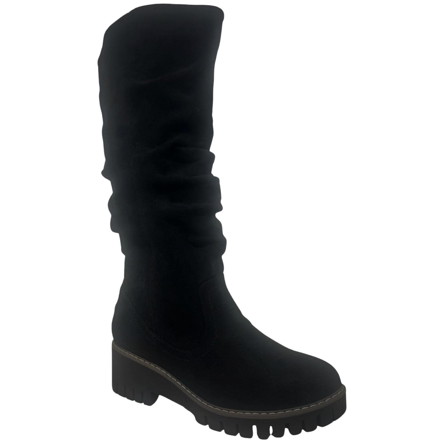 Very G Womens Dashing Tall Round Toe Slouchy Suede Knee High Fashion Boots