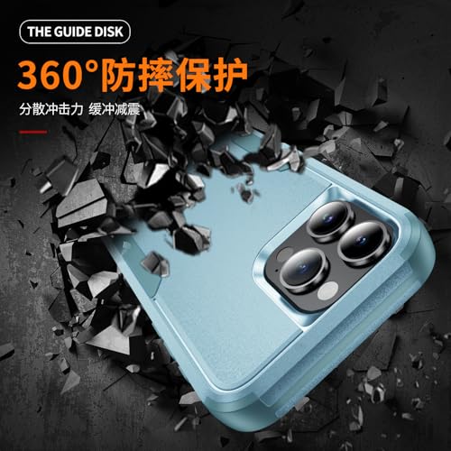 Image of Cubix Full Body Armor Cover for iPhone 16 Pro Pouch Hard PC + Soft TPU 3-Layer Military Grade Back Case (Aqua)