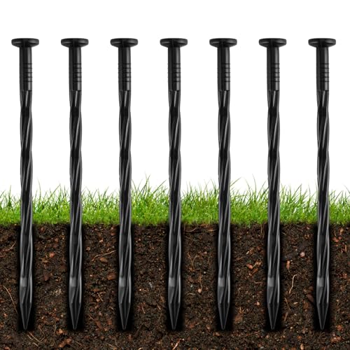 100Pcs 8-Inch Plastic Landscape Edging Spikes, Spiral Anchoring Nails for Weed Barrier, Paver Edging, Landscape Edging, Artificial Turf, Grass Pathways, and More